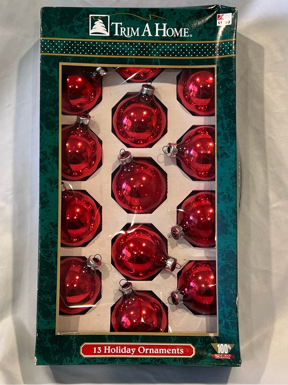 Vintage Kmart Trim A Home 13 Red Glass Christmas Ornaments